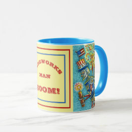 TAZA 4 DE JULIO ROBOT DE INCENDIOS, FIRECRACKER STEAMPU