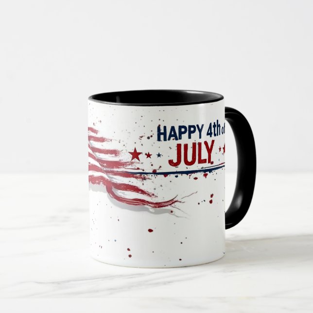 Taza 4 de julio - Salpicadura de pintura artística de l (Anverso derecho)
