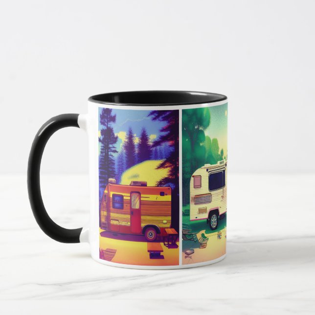 Taza 4 foto camping trailer escena relajante café mu (Izquierda)