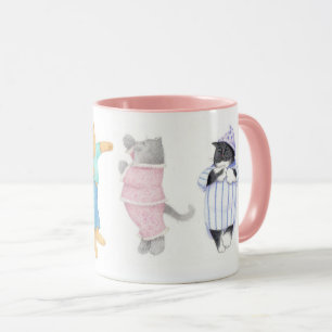 Taza 4 GATOS CON Pijamas Combinación Rosa