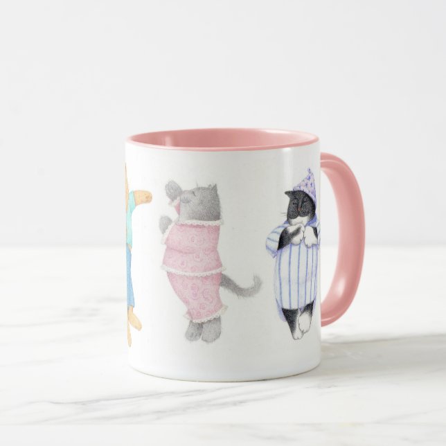 Taza 4 GATOS CON Pijamas Combinación Rosa (Anverso derecho)
