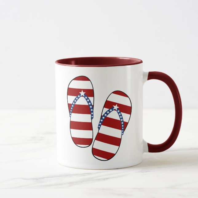 Taza 4to de los flips-flopes patrióticos de la bandera (Derecha)