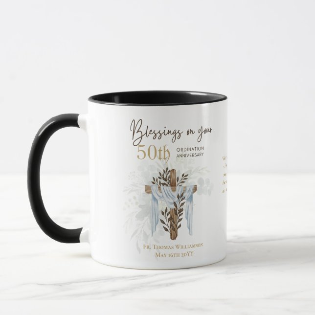 Taza 50.ª ORDENACIÓN Pastor Sacerdote ANIVERSARIO (Izquierda)