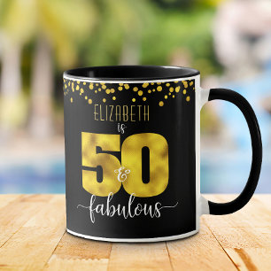Taza 50 y el fabuloso Relieve metalizado de oro de cump