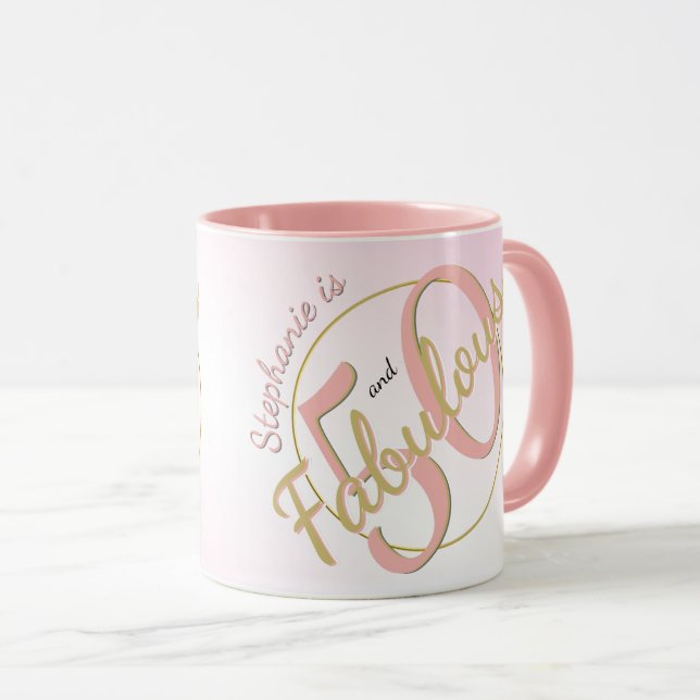 Taza 50 y fabulosa fiesta de cumpleaños Black/Gold Fun  (Anverso derecho)