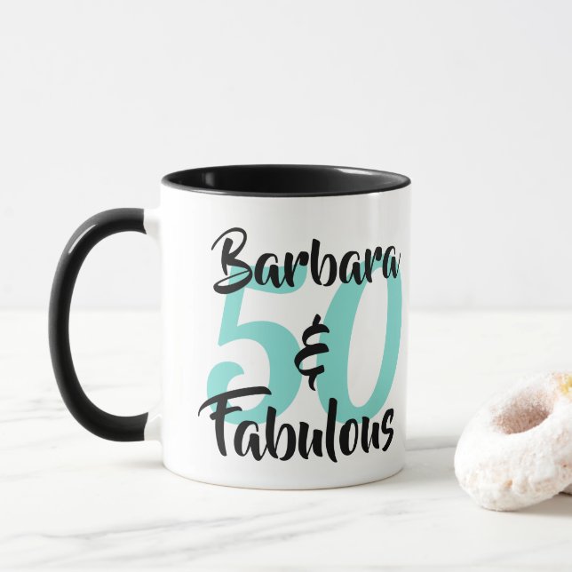 Taza 50 y fabulosa fiesta de cumpleaños personalizada (Con donut)