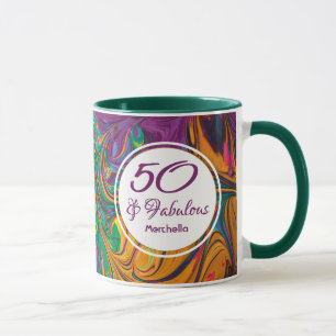 Taza 50 y fabuloso cumpleaños 50 personalizado