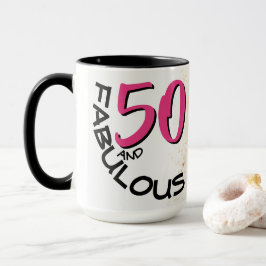 Taza 50 y fabuloso cumpleaños Textos Arte de Bicicleta 