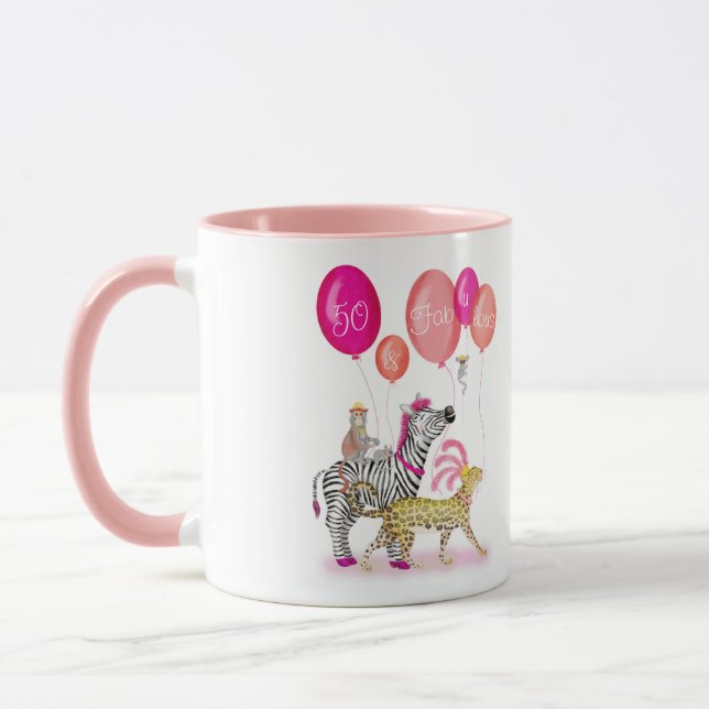 Taza 50 y Fabuloso glamoroso cerdo de cumpleaños (Izquierda)