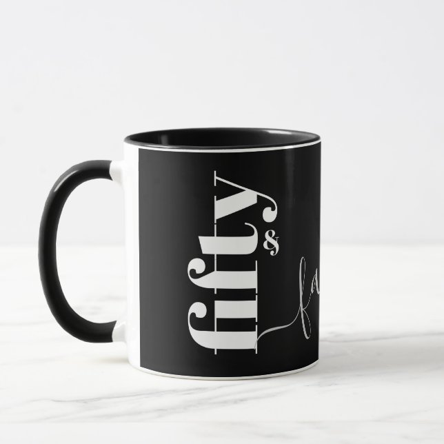 Taza 50 y Fabuloso Guión Gris Negro (Izquierda)