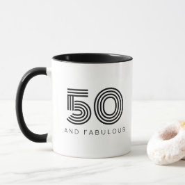 Taza 50 y fabuloso negro moderno 50 cumpleaños