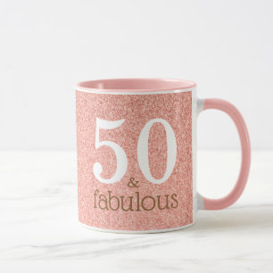 Taza 50 y Fabuloso Rosa Dorado Cumpleaños 50 Aniversari