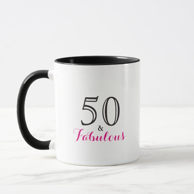 Taza 50 y fabuloso | Tipografía 50 cumpleaños (Izquierda)