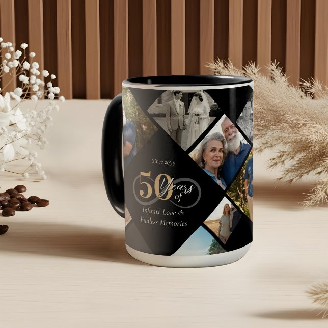 Taza 50th Anniversary Infinity Love Photo Collage Gift (50th Anniversary Infinity Love Photo Collage Gift Mug)