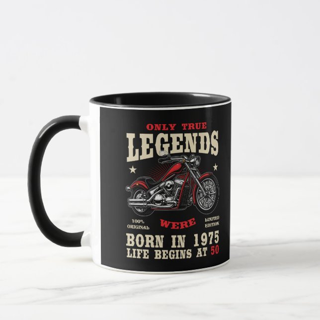 Taza 50th Birthday Man Biker Motorcycle Chopper 1975 (Izquierda)