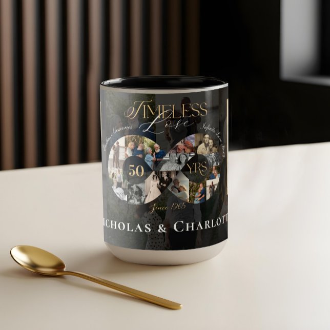 Taza 50th Wedding Anniversary Infinity Photo Collage (50th Wedding Anniversary Infinity Photo Collage Mug)