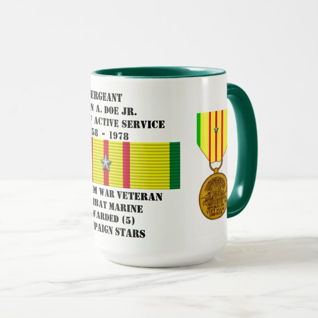 TAZA 5 ESTRELLAS COMBATEN AL VETERANO MARINO DE LA GUER (Anverso derecho)
