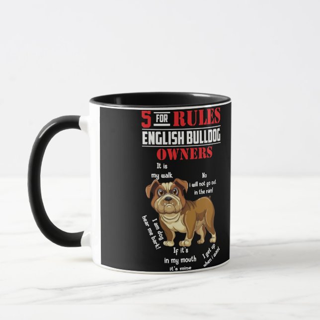 Taza 5 Rules for English bulldog Owners men women (Izquierda)