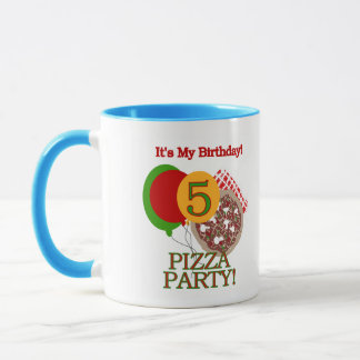 Taza 5to Cumpleaños del fiesta de la pizza
