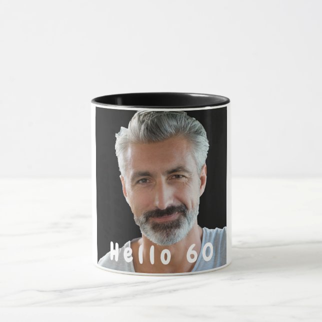 Taza 60.º personalizado de cumpleaños foto hola 60 para (Centro)