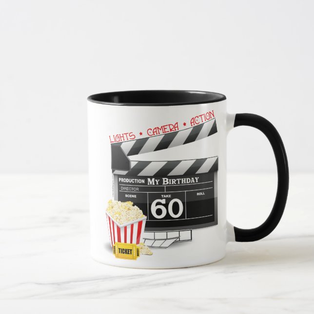 Taza 60.º tema de la película de cumpleaños (Derecha)