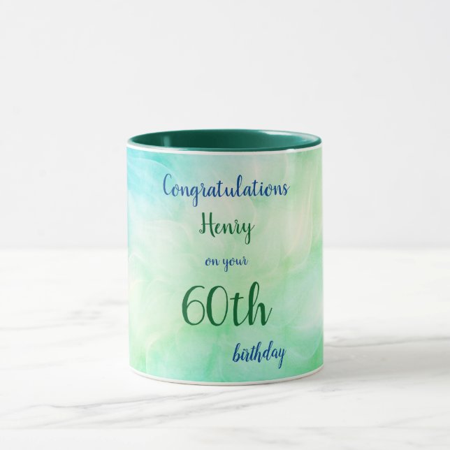 Taza 60.o cumpleaños feliz personalizado (Centro)