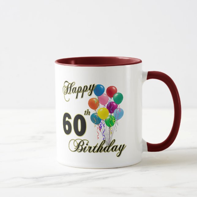 Taza 60.os regalos de cumpleaños y ropa felices del (Derecha)