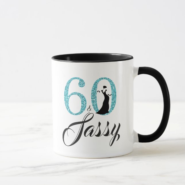 Taza 60 y 60 años del Purpurina Azul Sassy (Derecha)