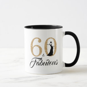 Taza 60 y cumpleaños del purpurina fabuloso del oro