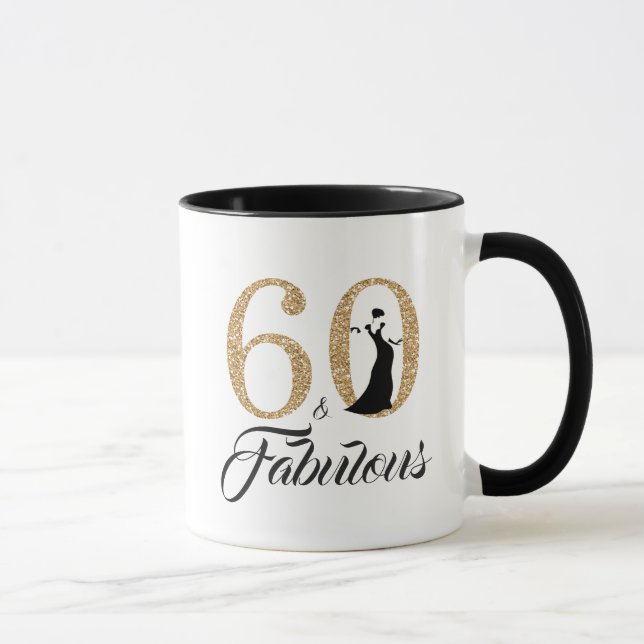 Taza 60 y cumpleaños del purpurina fabuloso del oro (Derecha)