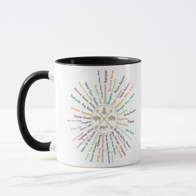 Taza 63 Parques Nacionales Mapa Regalos Campino Vintage (Izquierda)