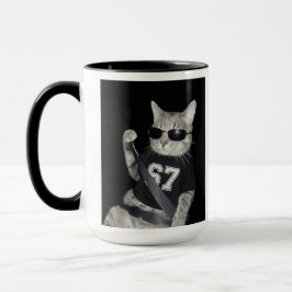 Taza 67 Cat Wearing Sunglasses Gen Alpha Funny Six Seve