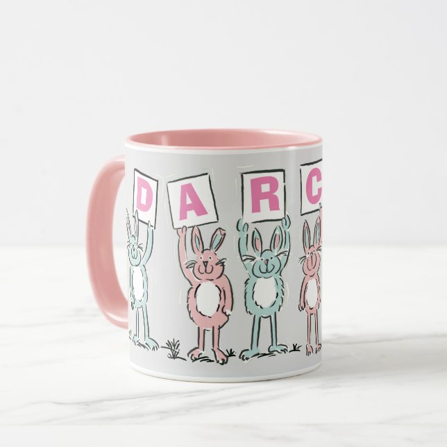 Taza 6 Letra Name With Fun Rabbits Mug (Anverso izquierdo)