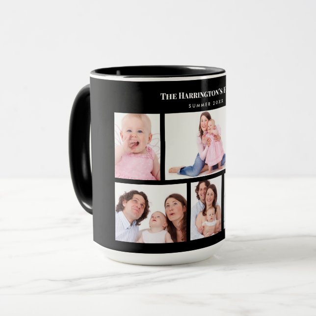 Taza 6 Secciones Personalizado Foto Sencillo Marco negr (Anverso izquierdo)