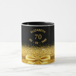 Taza 70.º nombre del arco dorado negro
