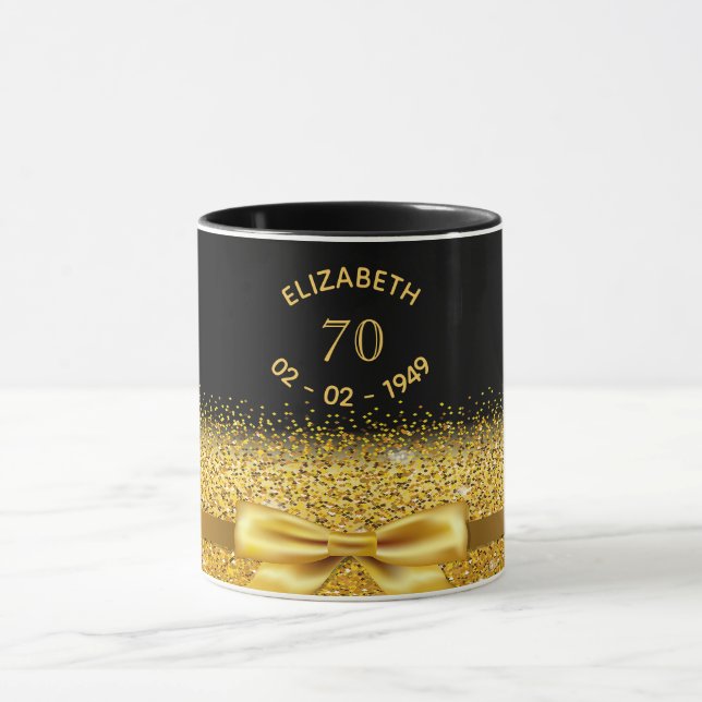 Taza 70.º nombre del arco dorado negro (Centro)