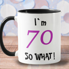 Taza 70 así que qué divertido cumpleaños 70 Inspirador