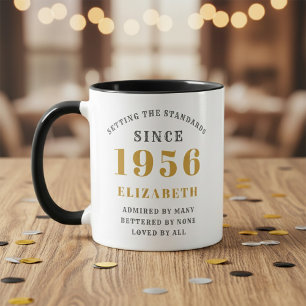 Taza 70 cumpleaños 1956 Añadir nombre elegante