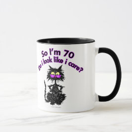 Taza 70.o Regalos del gato del cumpleaños