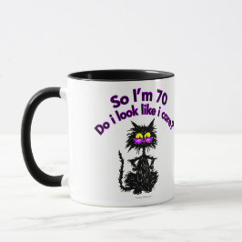 Taza 70.o Regalos del gato del cumpleaños