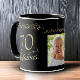 Taza 70 y fabulosa foto de cumpleaños 70 de Ornament
