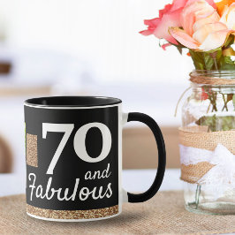 Taza 70 y fabuloso brillo dorado 2 foto cumpleaños 70