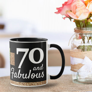 Taza 70 y fabuloso brillo dorado 2 foto cumpleaños 70