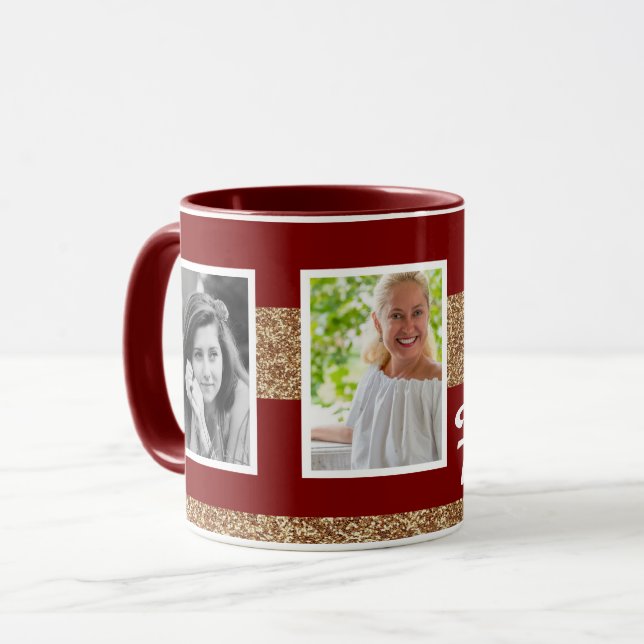 Taza 70 y Fabulous Gold Purpurina 2 Photo 70th Birthday (Anverso izquierdo)