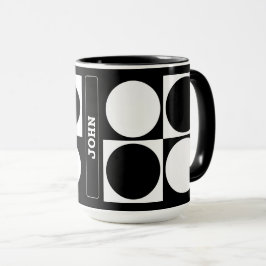 Taza 70s Checks and Circles Black and White