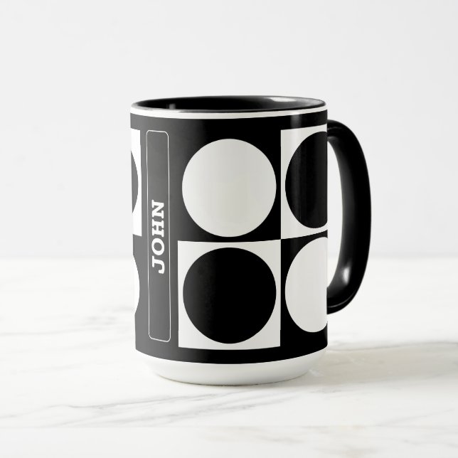 Taza 70s Checks and Circles Black and White (Anverso derecho)