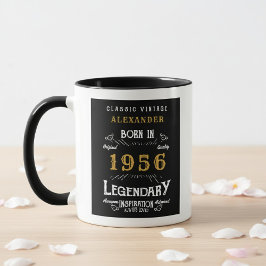 Taza 70th Birthday 1956 Legend Retro Black Personalized