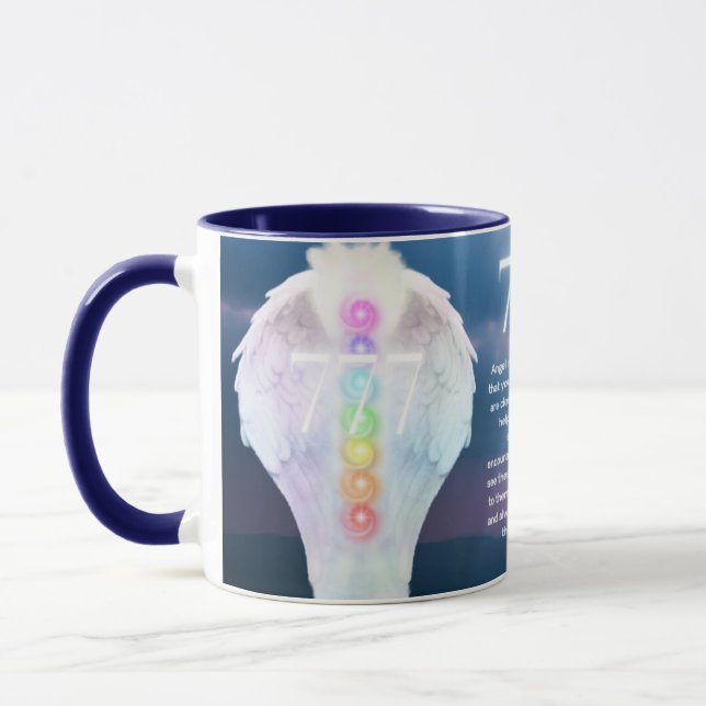 Taza 777 Números de ángeles de Chakra Alas (Izquierda)