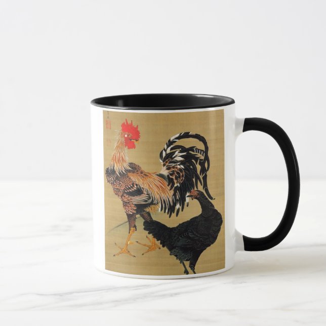 Taza 7. 大 鶏 雌 雄, 若 Pareja de Pollos, Jakuchū (Derecha)