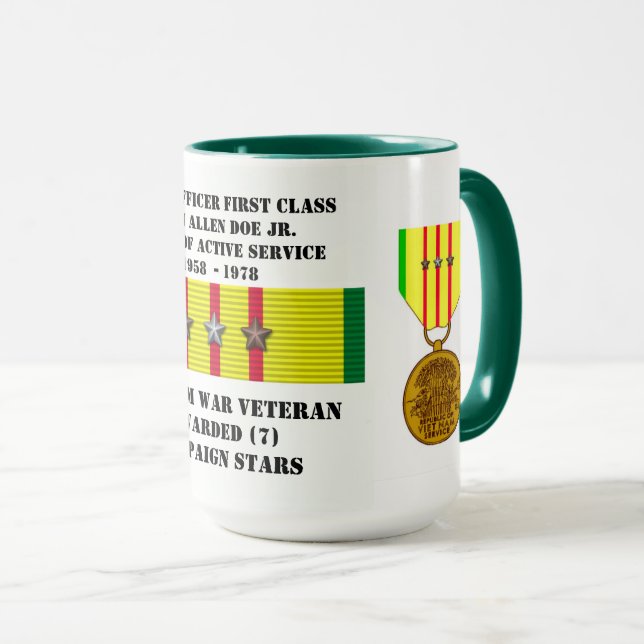 TAZA 7 ESTRELLAS SALARIAS GUERRA DE VIETNAM (Anverso derecho)